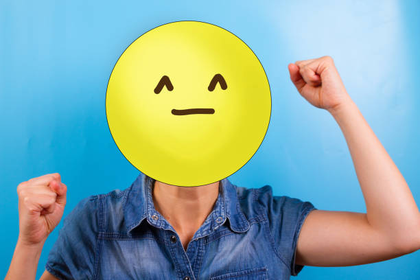 istock Unrecognizable woman with happy smiley 1183706128