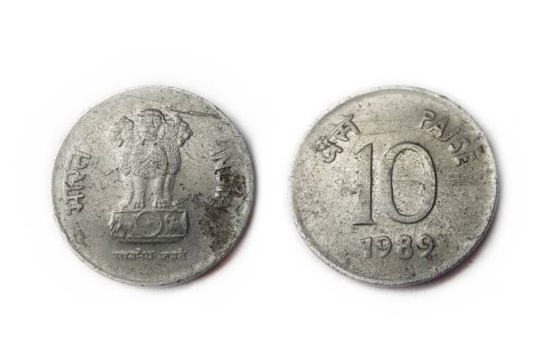istock Indian 10 paise coins isolated on white background. 1183706493