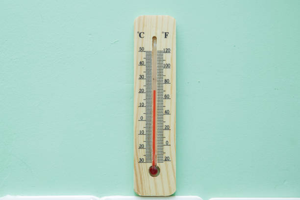 istock Blank space for writing . Thermometer on green background. Measuring temperature. Air temperature plus 21 degrees . Thermometer thermostat instrument to measure air temperature . 1183707892