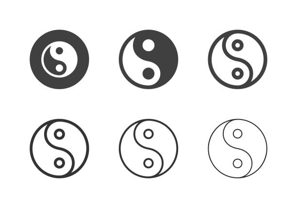 illustrazioni stock, clip art, cartoni animati e icone di tendenza di icone dei simboli yin yang - serie multi - yin yang symbol immagine