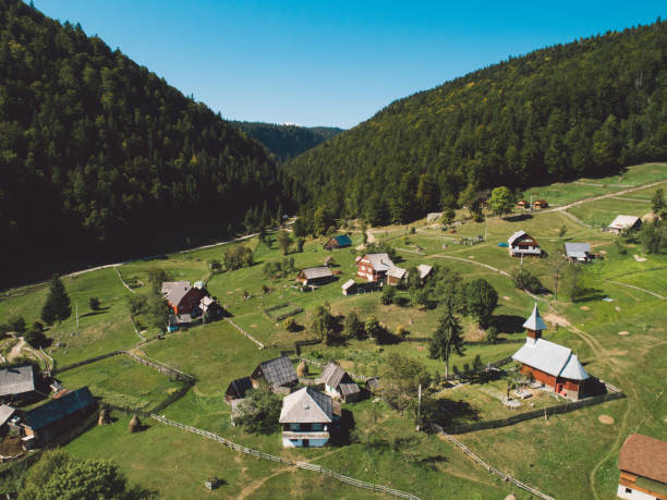 istock High Angle View Of Trees And Houses On Field 1183712556