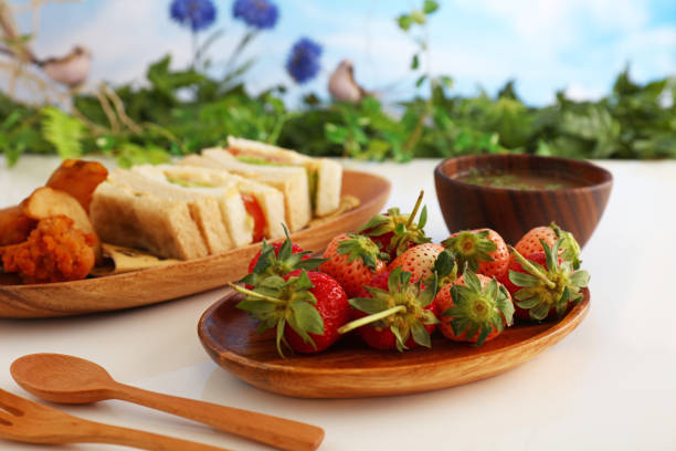 Fresh and tasty sandwiches and fruits