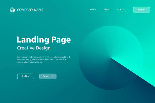 Landing page Template - Abstract design with Green gradient color - Trendy background Landing page template for your website. Modern and trendy abstract background with a circle in a color gradient. This illustration can be used for your design, with space for your text (colors used: Turquoise, Blue, Green). Vector Illustration (EPS10, well layered and grouped), wide format (3:2). Easy to edit, manipulate, resize or colorize. backgrounds abstract turquoise blurred motion stock illustrations