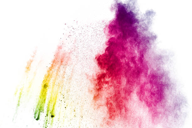 istock Colorful powder explosion on white background. Abstract pastel color dust particles splash. 1183719937