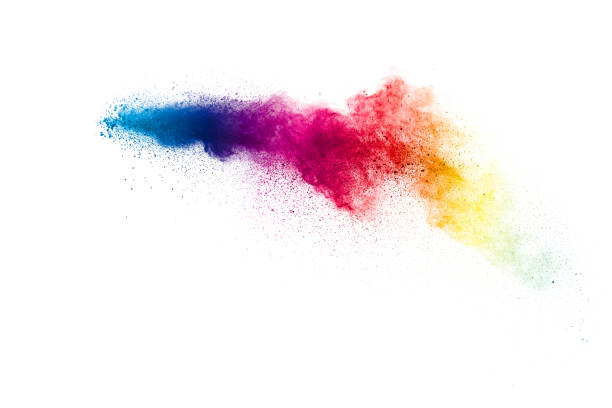 istock Colorful powder explosion on white background. Abstract pastel color dust particles splash. 1183719941
