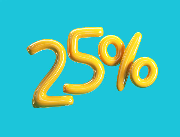 25% от цены. концепция продажи желтых воздушных шаров - balloon isolated celebration large стоковые фото и изображения