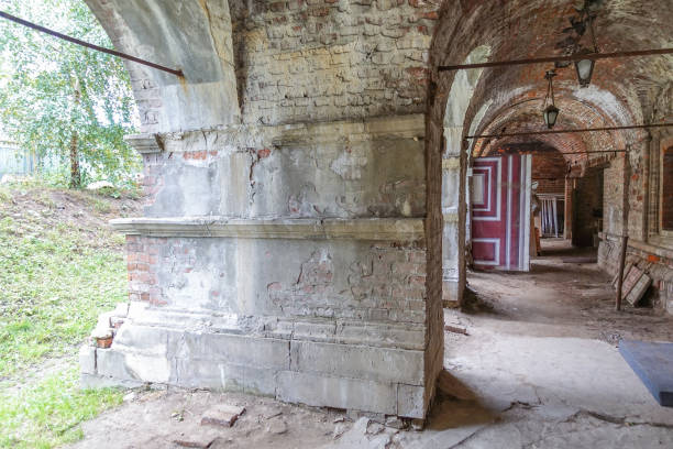 istock Antique collapsing interior with arches and arches 1183727799