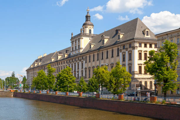 Wroclaw, Poland - June 05 2019: The University of Wrocław (Polish: Uniwersytet Wrocławski) is a public research university located in the city center in front of the Oder River. The University of Wrocław was founded in 1945, replacing the previous German University of Breslau.