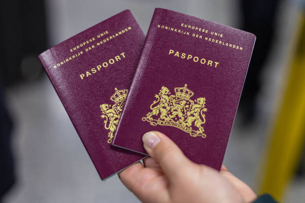 Front of passports of the kingdom of the Netherlands.