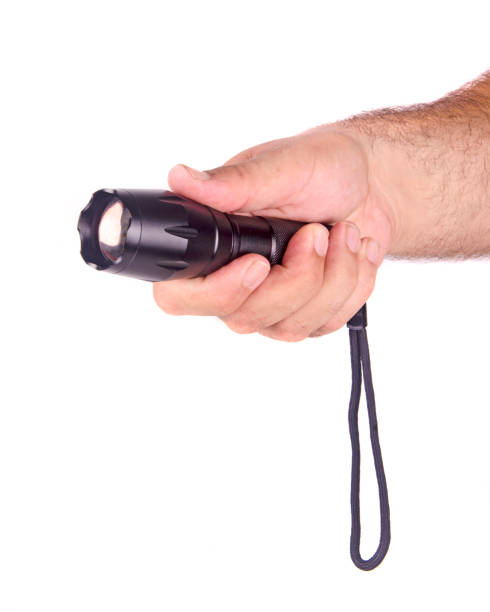 istock Close up of flashlight isolated on white background 1183734269