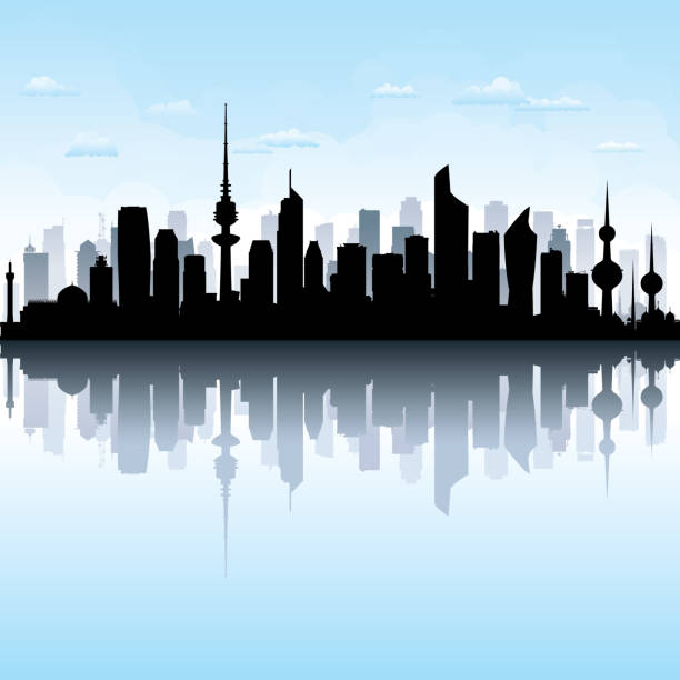 kuwejt (wszystkie budynki są kompletne i ruchome) - kuwait city stock illustrations