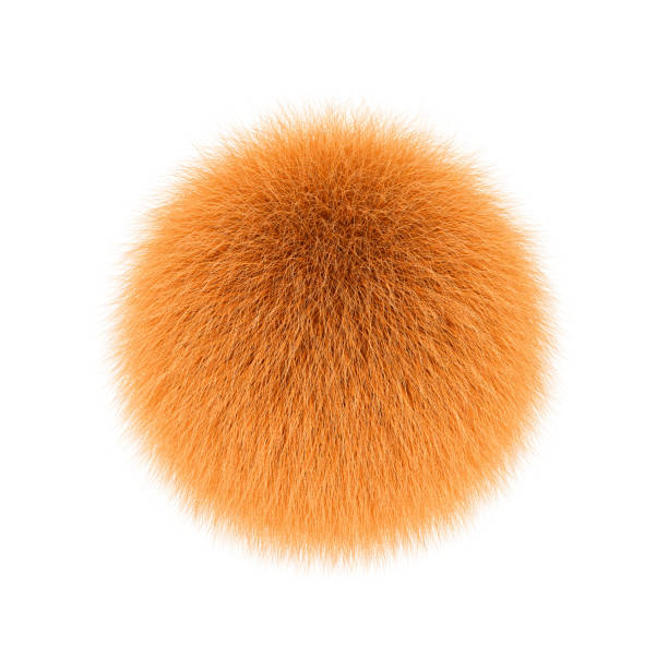istock Orange fluffy ball, fur pompon isolated on white 1183740184