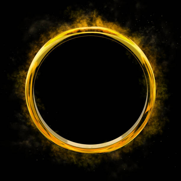 Golden Button Metallic Isolated on White Background