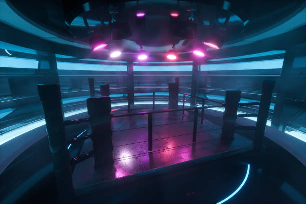 istock The arena in a dark room, 3d rendering. 1183743855
