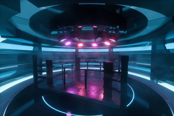 istock The arena in a dark room, 3d rendering. 1183743955
