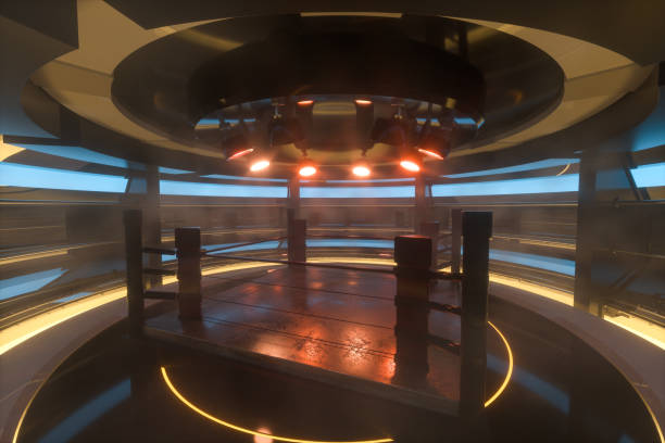 istock The arena in a dark room, 3d rendering. 1183744047