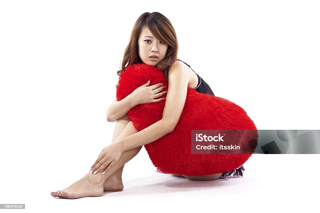 Mulher asiática segurando Grande coração - Royalty-free 20-29 Anos Foto de stock
