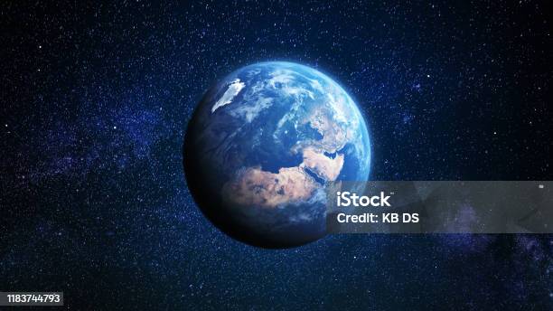 Blue Earth In The Sky Stock Photo - Download Image Now - Planet Earth, Satellite View, Outer Space