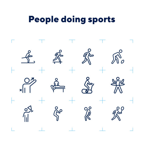 illustrations, cliparts, dessins animés et icônes de les gens faisant l'icône de ligne de sports ensemble - foot massage