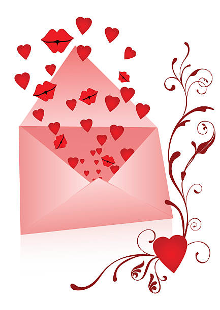 Envelope with kisses vector art illustration