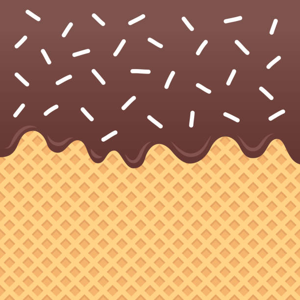 istock Flowing chocolate sauce on wafer vector with white sprinkles on top. 1183750696