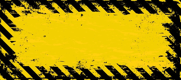 grunge banner with warning symbol and copy space