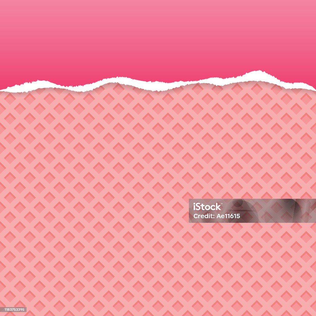 Pink Rip Background Pink Ripped Paper Vector With Pink Wafer Pattern Background Stock ...