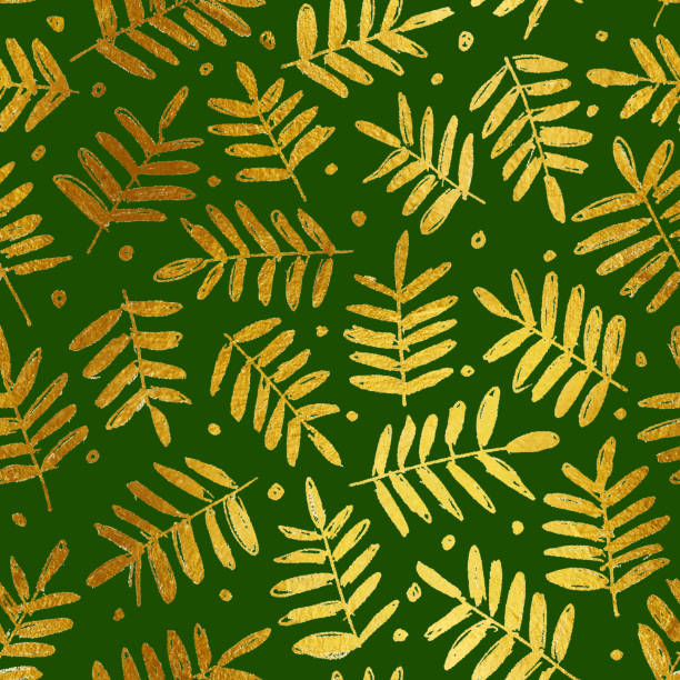 緑色の紙に置かれたゴールドカードから引き裂かれた葉 - クリスマスカード - ドット付き抽象的なシームレスなパターン - ベクトルのイラスト - christmas gold green backgrounds点のイラスト素材／クリップアート素材／マンガ素材／アイコン素材