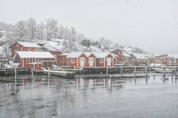 istock Heavy snowing in marina 1183760096