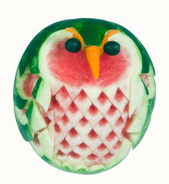 istock Owl from watermelon carrots and olives 118376058