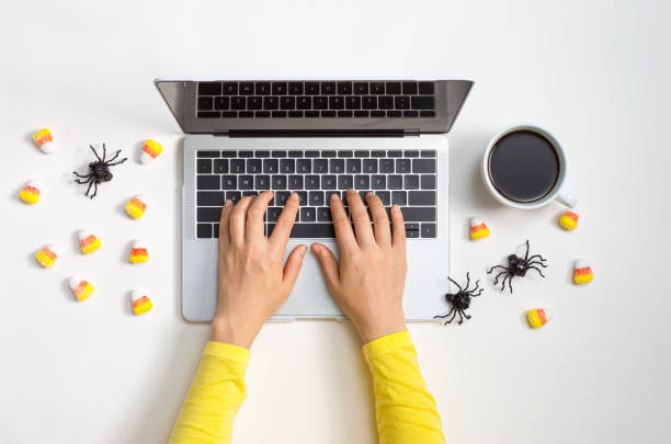 istock Halloween theme with laptop 1183761586