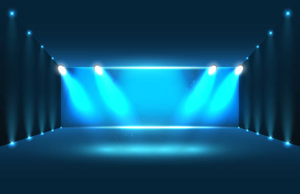 istock abstract background of room theater with blue stage light 1183761698