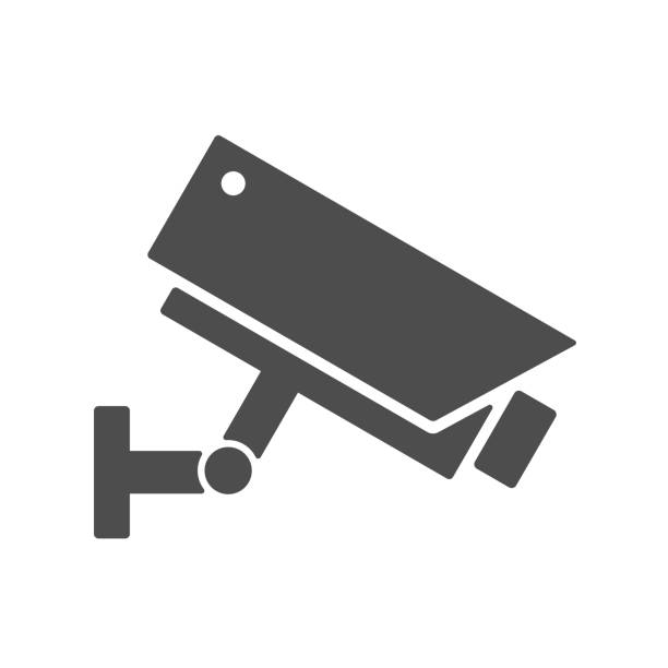 illustrations, cliparts, dessins animés et icônes de icône de vecteur de silhouette de videcam d'isolement sur le fond blanc. icône plate de caméra de sécurité de surveillance vidéo pour le web, les applications mobiles et la conception d'interface utilisateur - protection security safe security system