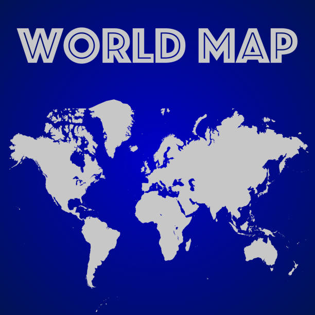 istock World Map Silhouette isolated on dark blue background. Flat Earth template for infographic, annual reports, presentation, cover. travel worldwide info vector illustration. Trendy detailed design 1183764015