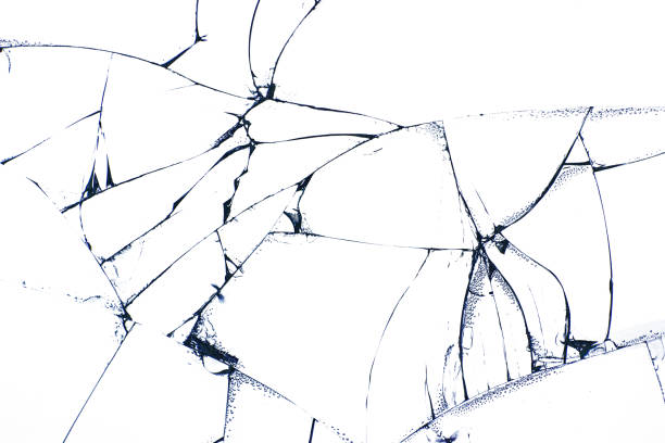 istock Broken safety glass on smartphone. Cracks and lines isolated on a white background. Cracked tempered, laminated and heat-resistant glass to protect your phone screen. 1183765622