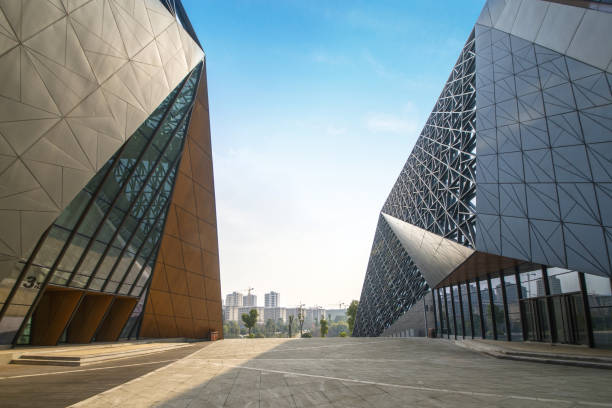 Chongqing, China - March 3, 2019: Bishan culture and Art Center building, as the most important public cultural building in the public service center complex of Green Island New Area