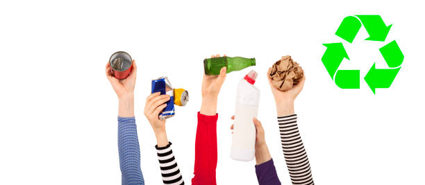istock group of hands up and holding recycling trash 1183774482
