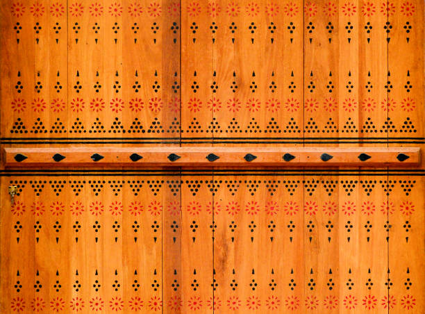 Riyadh, Saudi Arabia: wooden gate - traditional najdi decorative pattern - Ad Dir'iyah, At-Turaif District, UNESCO World Heritage Site - the country's first capital, from 1744 to 1818 - Najdi architecture - Najd or Nejd is the central region of Saudi Arabia, najd means \