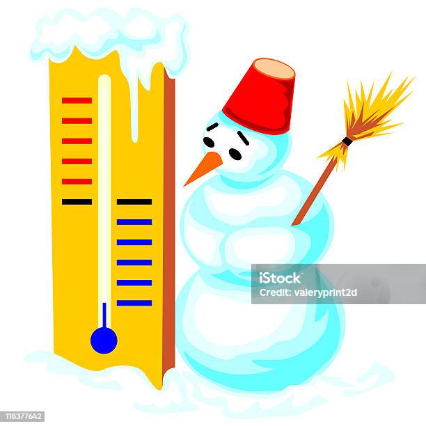 Снеговик — стоковая векторная графика и другие изображения на тему Термометр - Термометр, Векторная графика, Зима