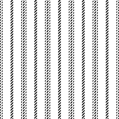 Stripes pattern seamless vector background. Black abstract veritcal lines on white background for jacket, shirt, dress, bag, skirt, or other modern clothing textile print.