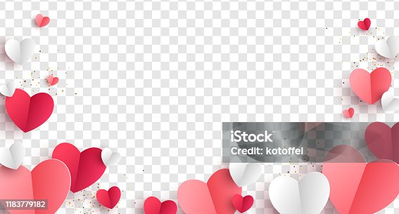 istock Paper hearts transparent background 1183779182