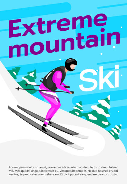 istock Extreme mountain ski poster vector template. Winter sport. Brochure, cover, booklet page concept design with flat illustrations. Downhill skiing. Advertising flyer, leaflet, banner layout idea 1183782464