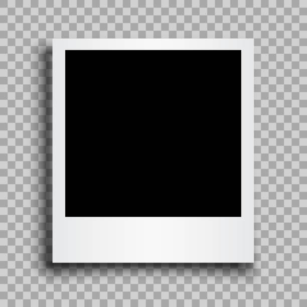 Empty black photo frame with shadows - stock vector Empty black photo frame with shadows - stock vector polaroid stock illustrations