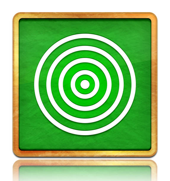 illustrazioni stock, clip art, cartoni animati e icone di tendenza di icona di destinazione lavagna verde pulsante quadrato ardesia trama telaio in legno concetto isolato su sfondo bianco con riflesso ombra - target dartboard bulls eye dart