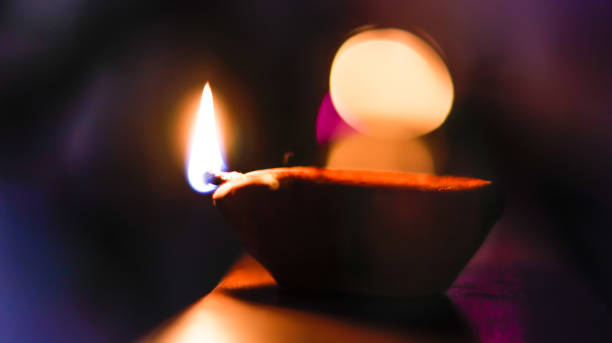 istock Diwali lights flame in darkness having bokeh background 1183786999