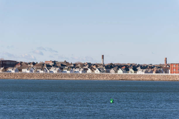 Waterfront residential neighborhood tucked behind New Bedford hurricane barrier