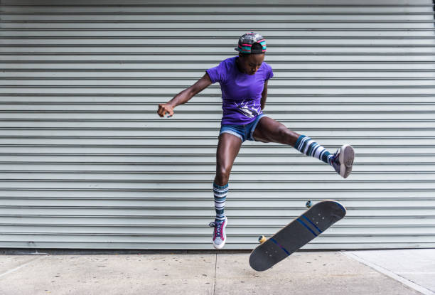 istock Skater training in a skate park in New York 1183788068