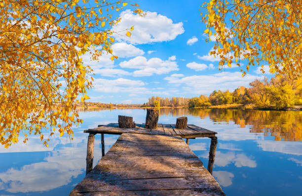 istock Wooden pier on river 1183790170