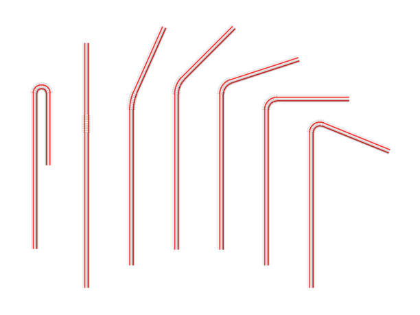 ilustrações de stock, clip art, desenhos animados e ícones de vector realistic white red drinking straws striped - drinking straw plastic design in a row