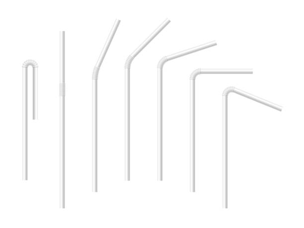 ilustrações de stock, clip art, desenhos animados e ícones de vector set of realistic white drinking straws - drinking straw plastic design in a row